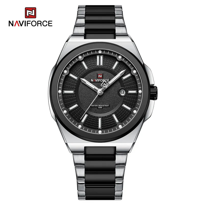 New Men's Watch Stainless Steel Strap Military Casual Wrist Watches Male Business Waterproof Quartz Calendar Watch