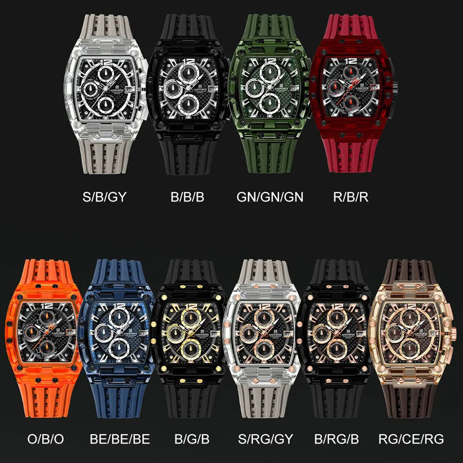 New Watch for Men Chronograph Quartz Wristwatch Fashion Silicone Strap Sport Waterproof Mille Watches