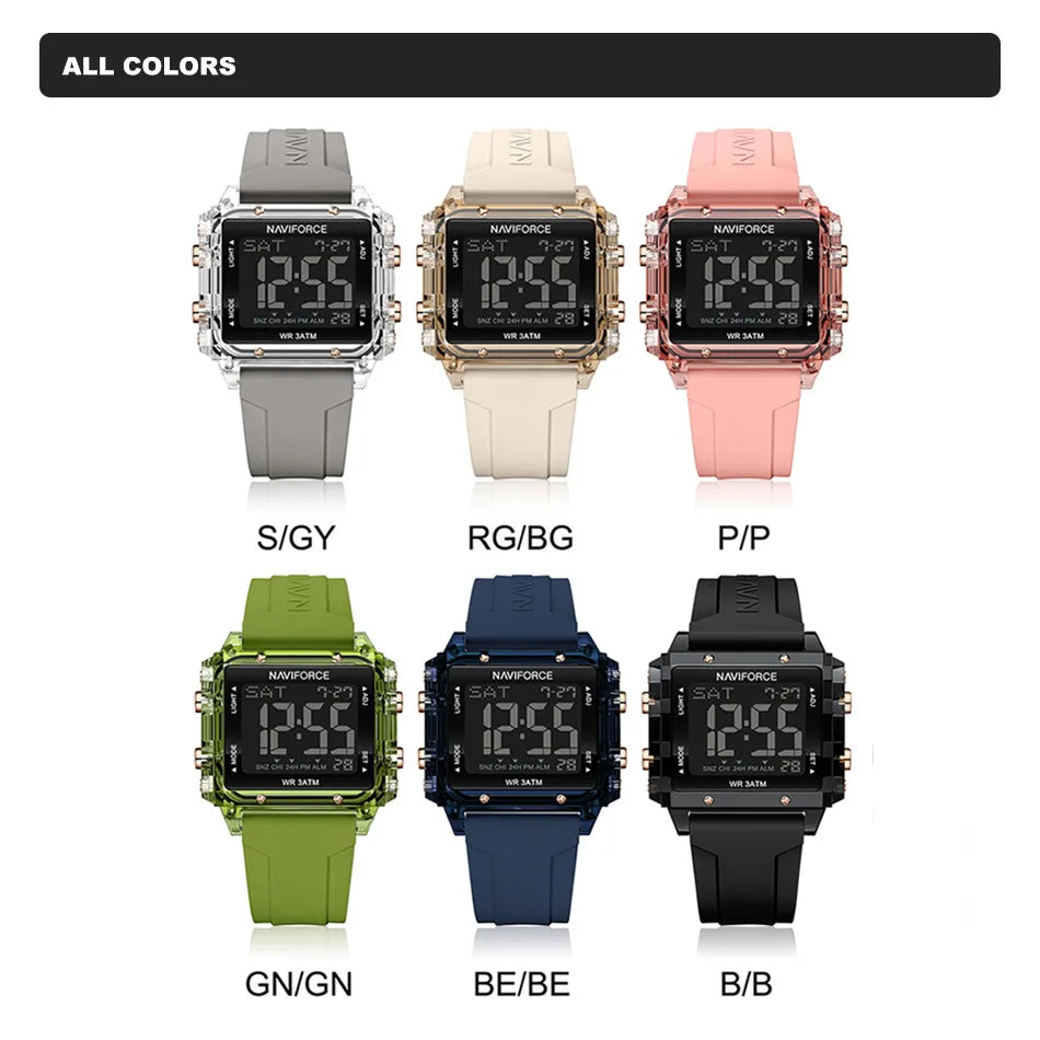 New Women Watch Silicone Strap LED Digital Sports Watch Fashion Casual Waterproof Electronic Wristwatch