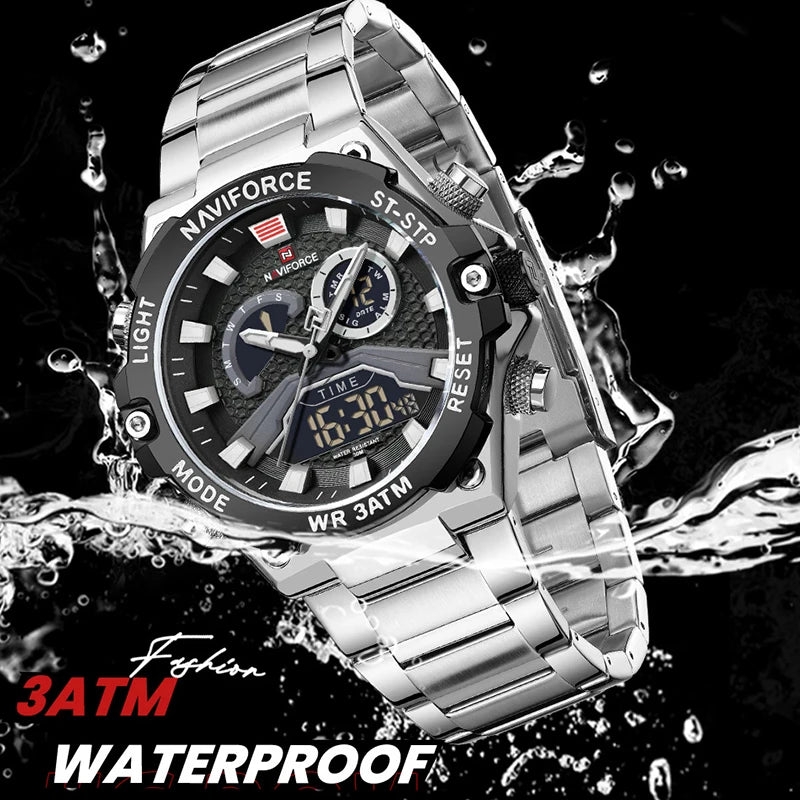 Men's Watches Luxury Quartz Fashion Sport Stainless Steel Strap Wrist Watch Waterproof Watch Gift