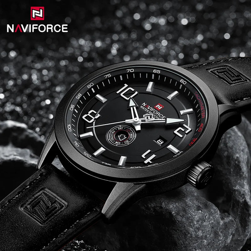 Men's Watches Simple Fashion Waterproof PU Strap Luminous Date Week Male Quartz Wristwatch