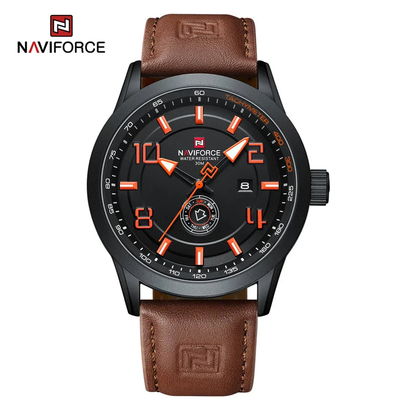 Men's Watches Simple Fashion Waterproof PU Strap Luminous Date Week Male Quartz Wristwatch