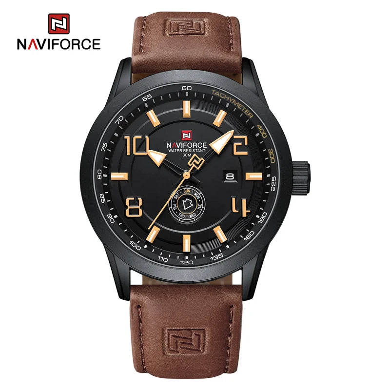 Men's Watches Simple Fashion Waterproof PU Strap Luminous Date Week Male Quartz Wristwatch