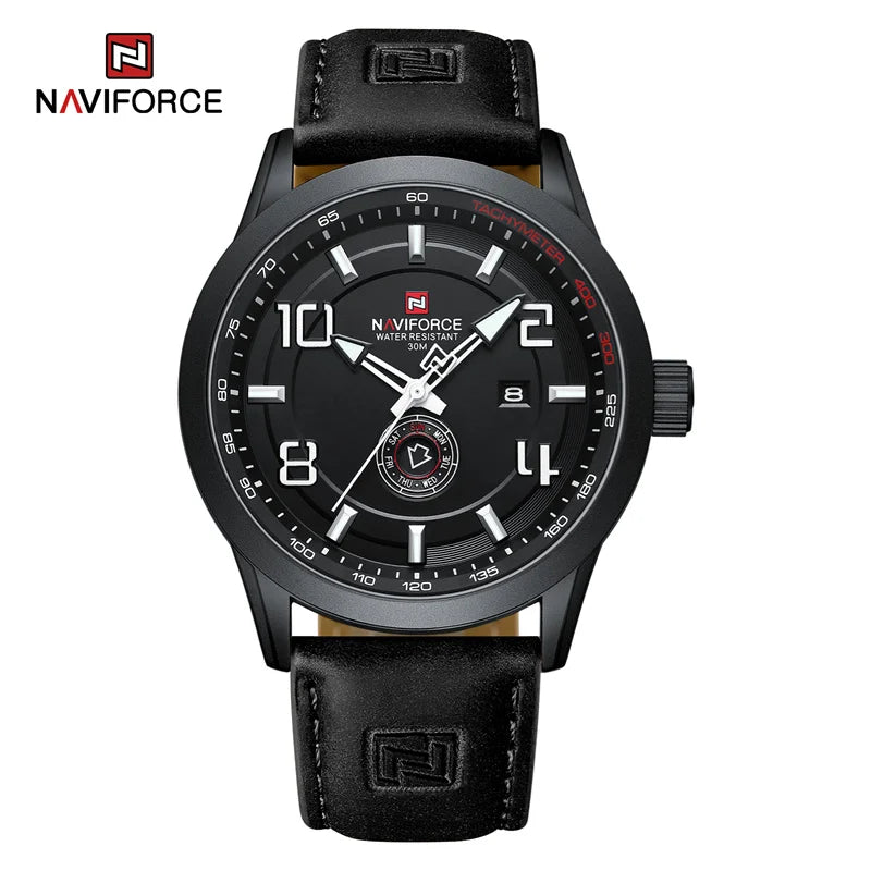 Men's Watches Simple Fashion Waterproof PU Strap Luminous Date Week Male Quartz Wristwatch