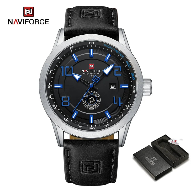 Men's Watches Simple Fashion Waterproof PU Strap Luminous Date Week Male Quartz Wristwatch