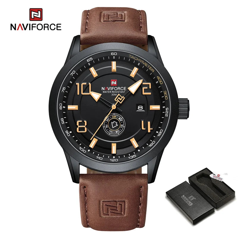 Men's Watches Simple Fashion Waterproof PU Strap Luminous Date Week Male Quartz Wristwatch