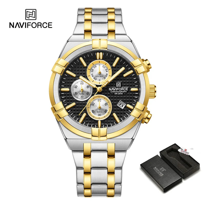 Original Men's Watches Waterproof Classics Quartz Wristwatches Stainless Steel Luminous Chronograph Watch