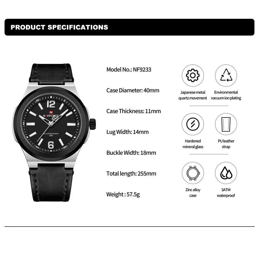 New Watch For Men Sport Waterproof Watch High Quality Fashion PU Strap Male Quartz Wristwatches