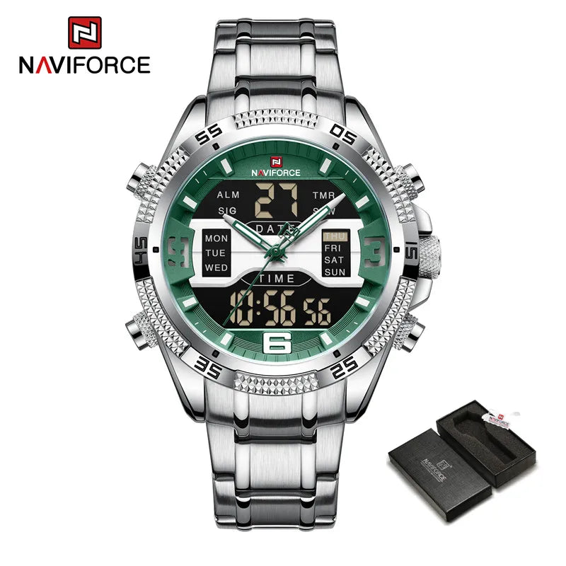 Sports Men's Watches Military Stainless Steel Quartz Waterproof Chronograph Wristwatch