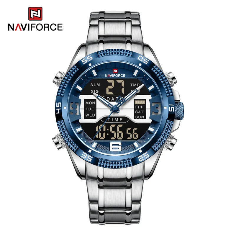 Sports Men's Watches Military Stainless Steel Quartz Waterproof Chronograph Wristwatch