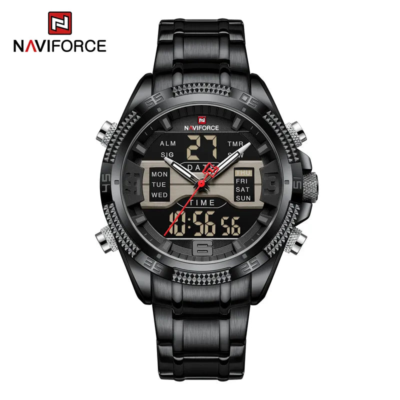 Sports Men's Watches Military Stainless Steel Quartz Waterproof Chronograph Wristwatch