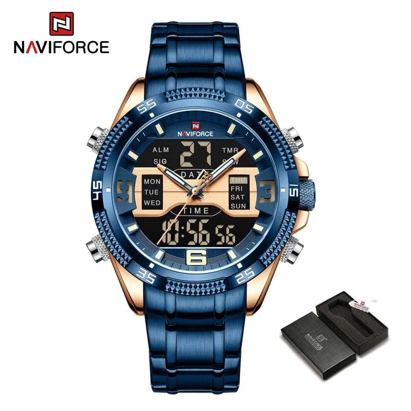 Sports Men's Watches Military Stainless Steel Quartz Waterproof Chronograph Wristwatch