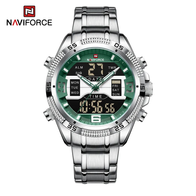 Sports Men's Watches Military Stainless Steel Quartz Waterproof Chronograph Wristwatch