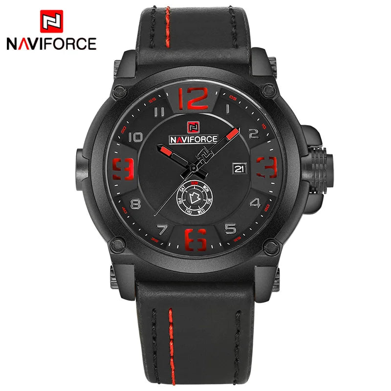 Men Sports Military Quartz Watch Man Analog Date  Leather Strap Wristwatch