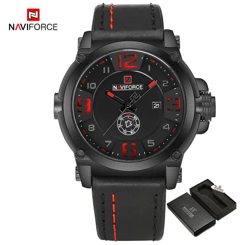 Men Sports Military Quartz Watch Man Analog Date  Leather Strap Wristwatch