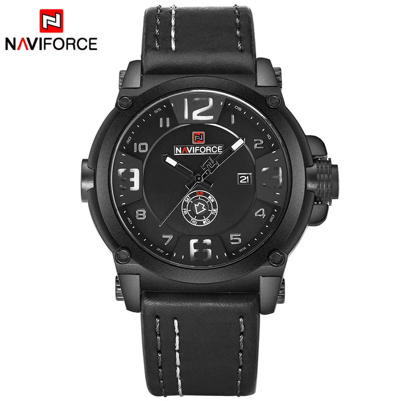 Men Sports Military Quartz Watch Man Analog Date  Leather Strap Wristwatch