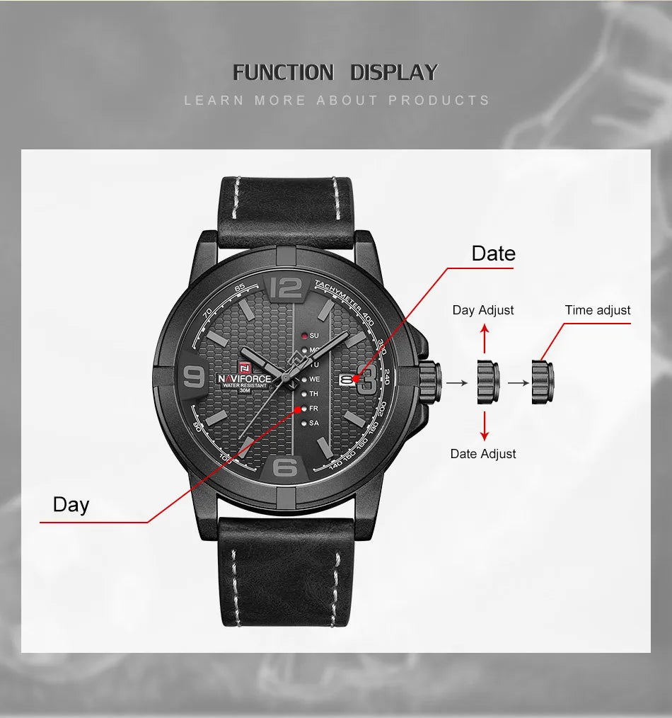 Watches for Men Casual Quartz Watch Men's Leather Waterproof Wristwatch Men Watch