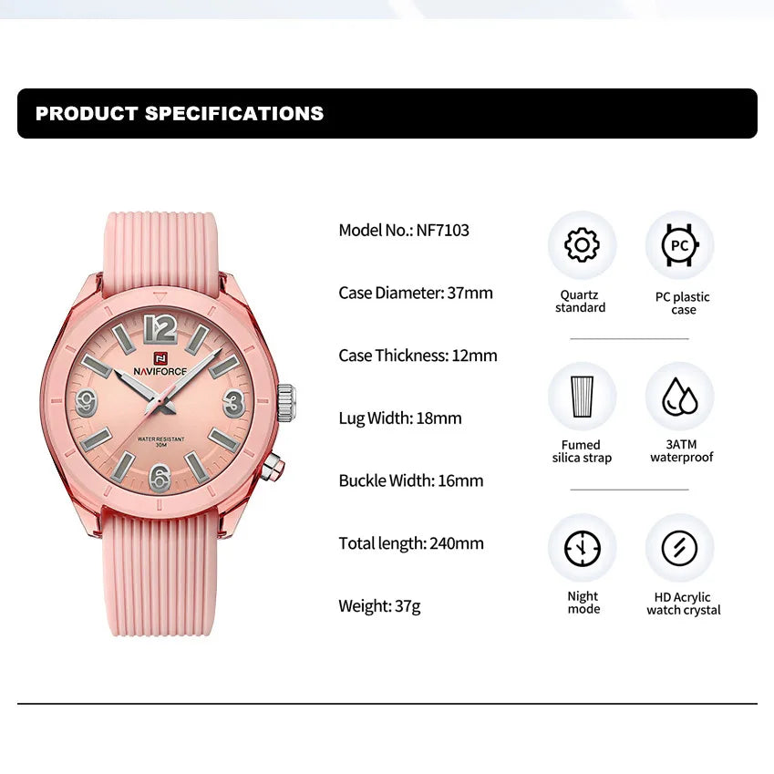 Women Watches Luxury Fashion Waterproof Silicone Bracelet Elegant Women Luminous Quartz Wristwatch