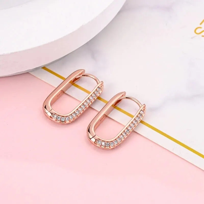 Silver Heart Hoop Earrings Inlaid Zircon CZ Infinity Love Golden Earrings For Women Wedding Gift Luxury Jewelry