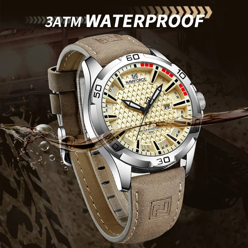 Men Watches Leather Strap Male Waterproof Military Wristwatch Quartz Date Watch