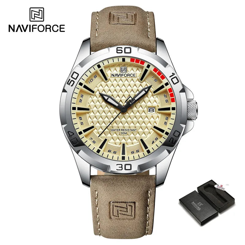 Men Watches Leather Strap Male Waterproof Military Wristwatch Quartz Date Watch