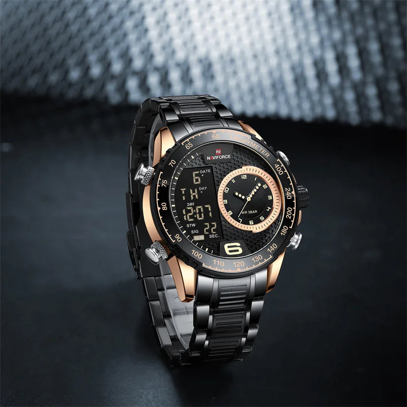 Men's Watches Quartz Watch for Men Chronograph Waterproof 24 Hour LCD Display Luminous Sport Watch