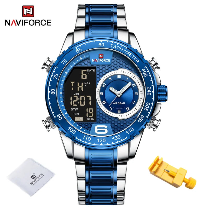 Men's Watches Quartz Watch for Men Chronograph Waterproof 24 Hour LCD Display Luminous Sport Watch