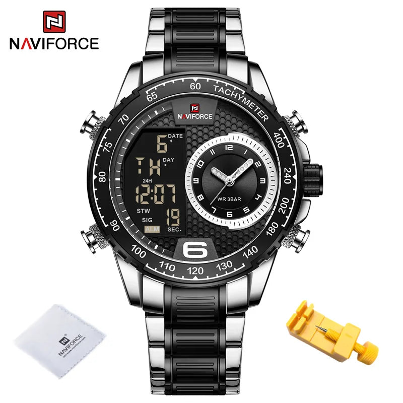 Men's Watches Quartz Watch for Men Chronograph Waterproof 24 Hour LCD Display Luminous Sport Watch