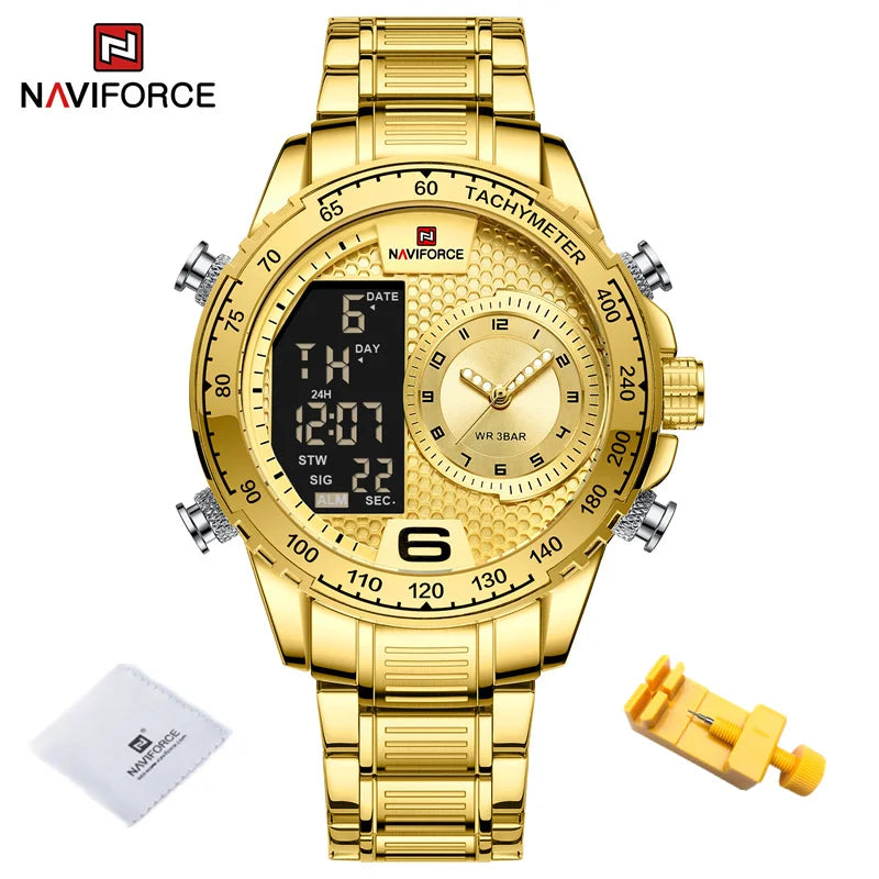 Men's Watches Quartz Watch for Men Chronograph Waterproof 24 Hour LCD Display Luminous Sport Watch