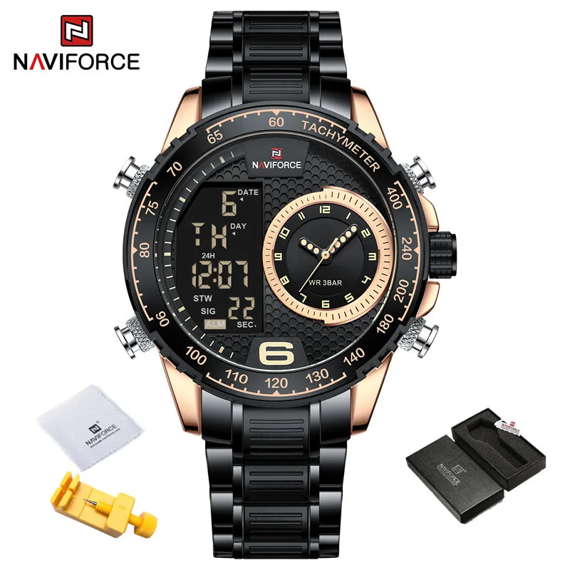 Men's Watches Quartz Watch for Men Chronograph Waterproof 24 Hour LCD Display Luminous Sport Watch