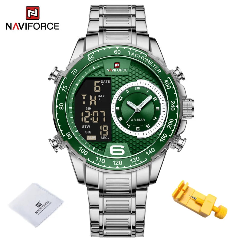 Men's Watches Quartz Watch for Men Chronograph Waterproof 24 Hour LCD Display Luminous Sport Watch