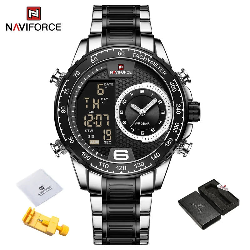 Men's Watches Quartz Watch for Men Chronograph Waterproof 24 Hour LCD Display Luminous Sport Watch