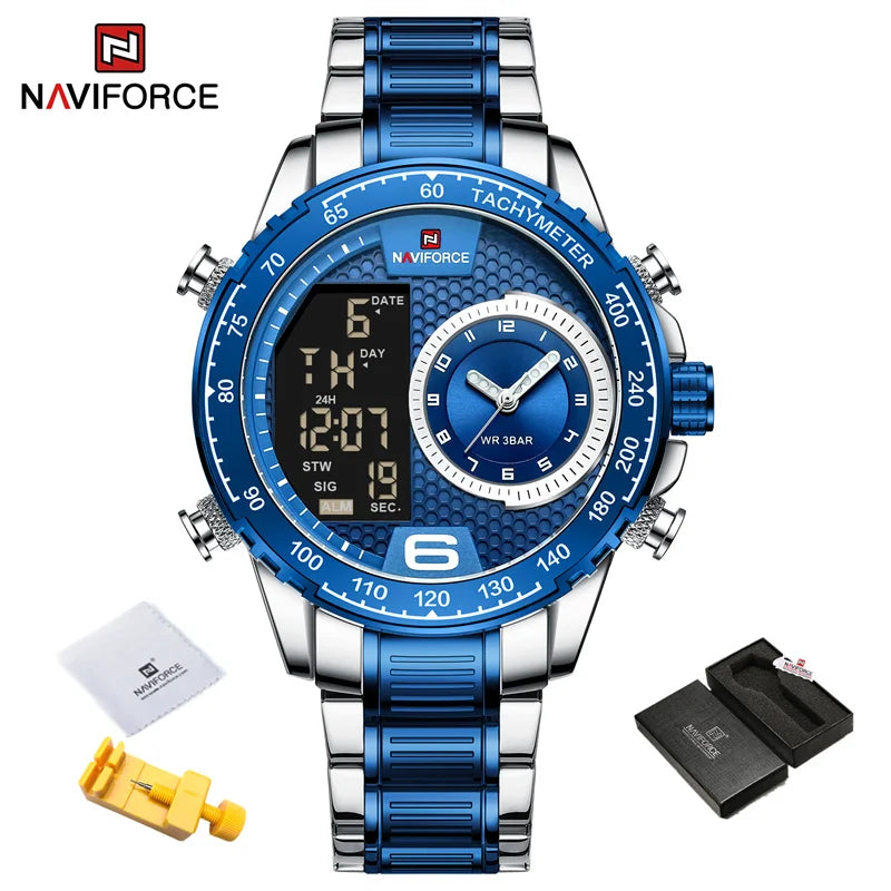 Men's Watches Quartz Watch for Men Chronograph Waterproof 24 Hour LCD Display Luminous Sport Watch