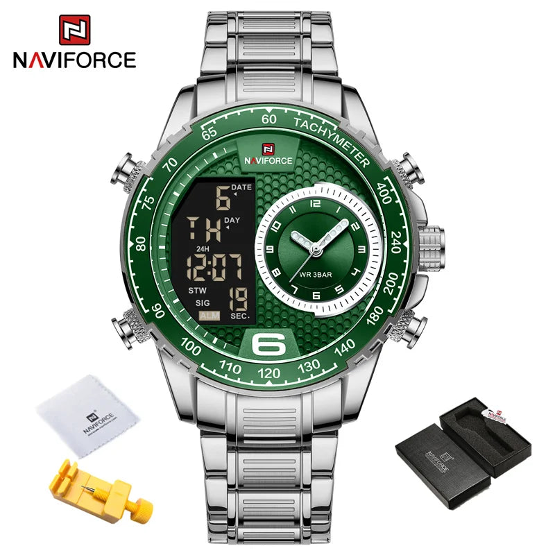 Men's Watches Quartz Watch for Men Chronograph Waterproof 24 Hour LCD Display Luminous Sport Watch