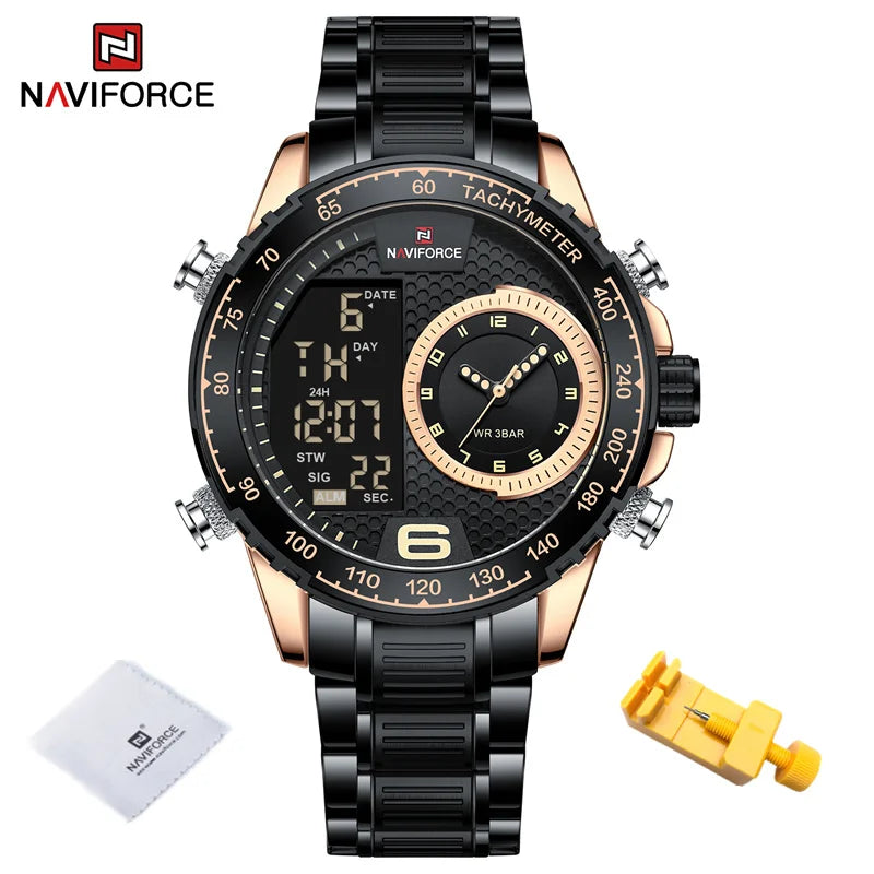 Men's Watches Quartz Watch for Men Chronograph Waterproof 24 Hour LCD Display Luminous Sport Watch