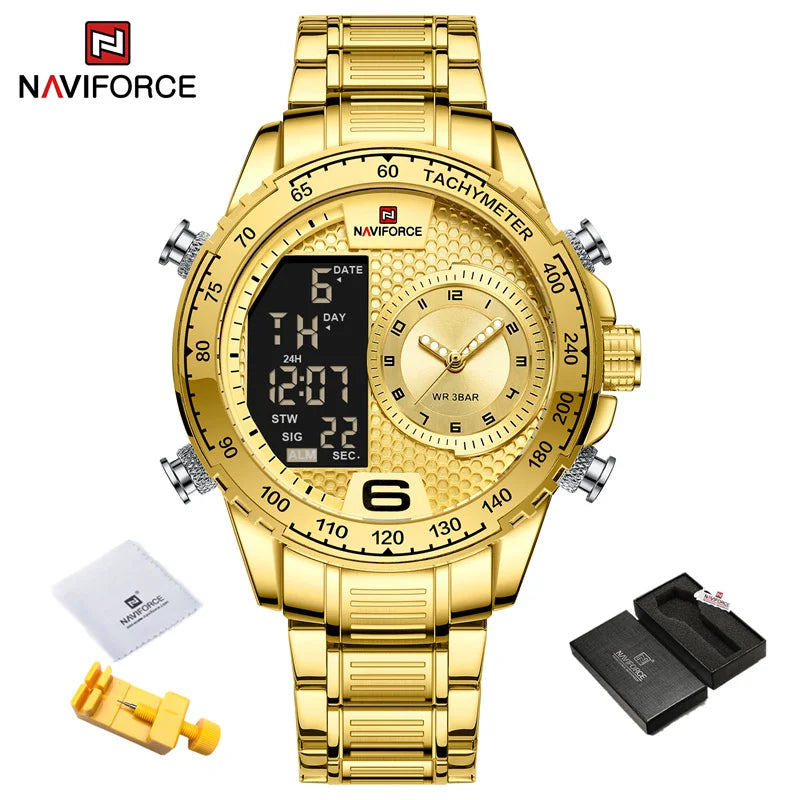 Men's Watches Quartz Watch for Men Chronograph Waterproof 24 Hour LCD Display Luminous Sport Watch