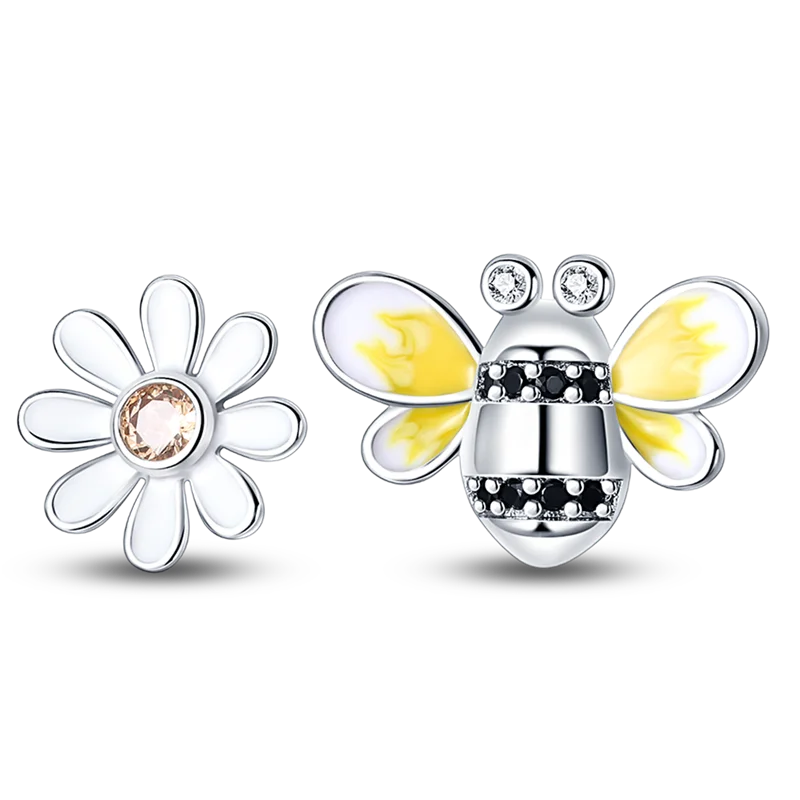 Silver Ear Jewelry Insect Elements Bees Butterflies Dragonflies Design Stud Earrings Luxury Engagement Party Earring