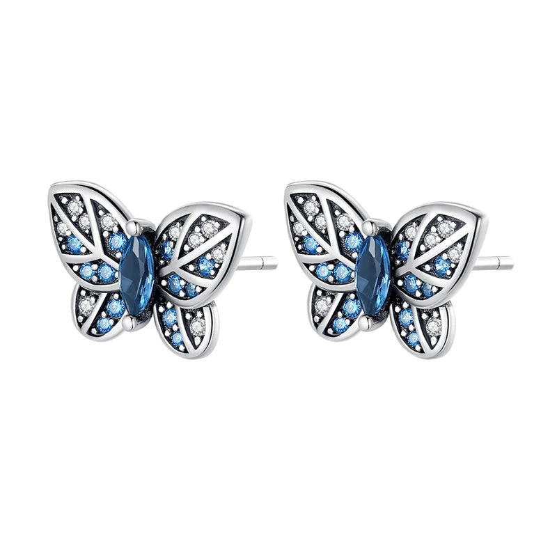 Silver Ear Jewelry Insect Elements Bees Butterflies Dragonflies Design Stud Earrings Luxury Engagement Party Earring