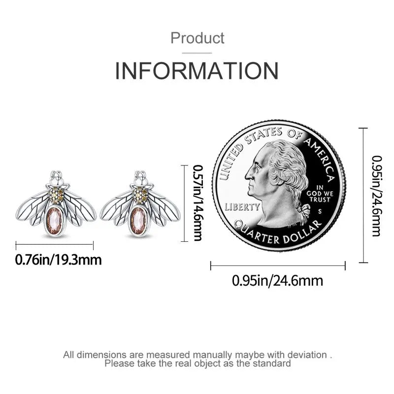 Silver Ear Jewelry Insect Elements Bees Butterflies Dragonflies Design Stud Earrings Luxury Engagement Party Earring