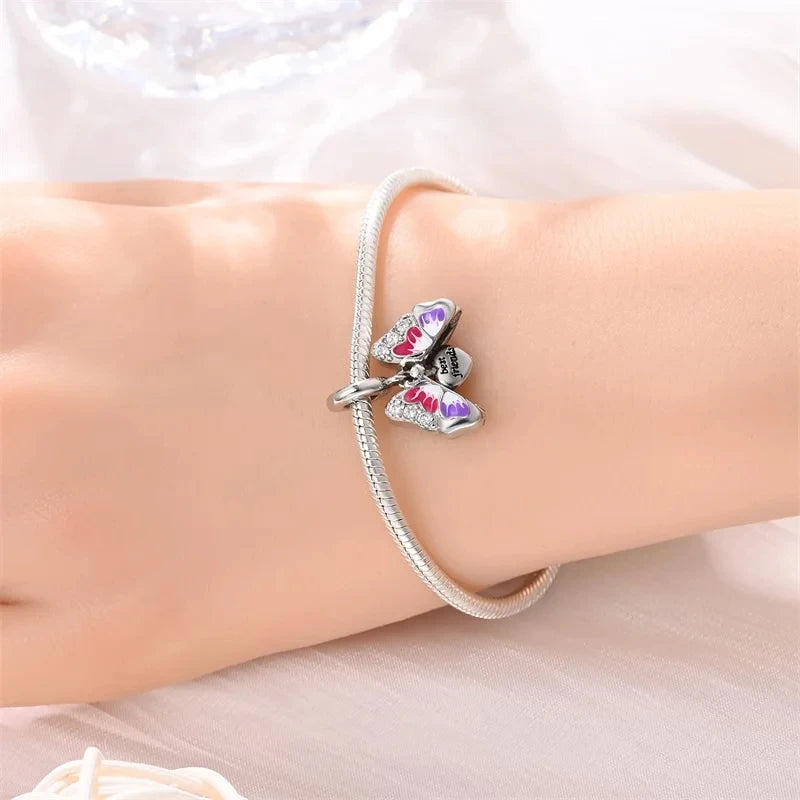 New Silver Heart Shaped Cat Claw Butterfly Four Leaf Clover Charms Beads Fit Charm Original Bracelets DIY Jewelry