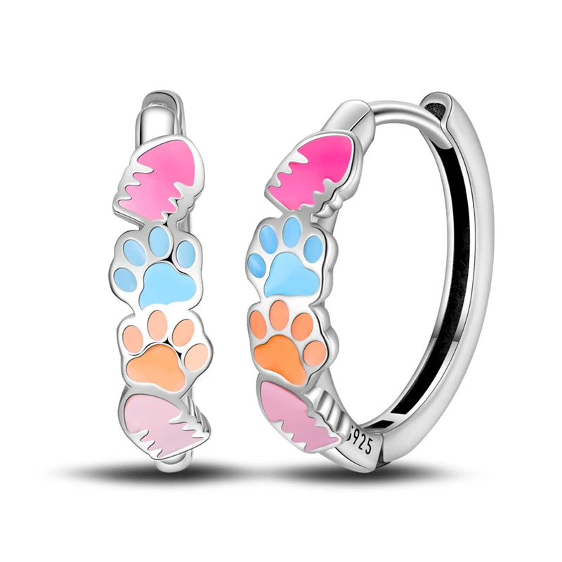 Silver Kitty Dog Paw And Fish Earrings Set Earrings For Women Engagement Wedding Party Silver Jewelry