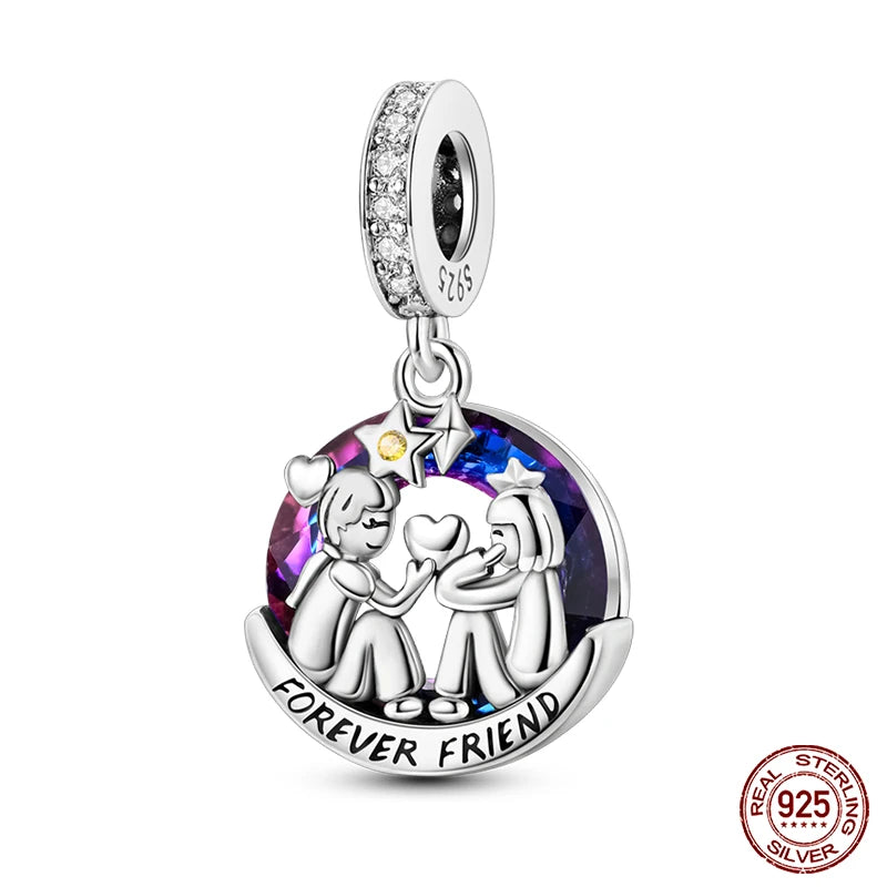 New Silver Luminous Blue Purple Butterfly Moon Life Tree Charms Beads Fit Charm Original Bracelet