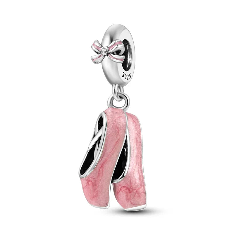 New Silver Pink Series Love-Heart Cute Beads Fit Charm Original Bracelets For Women