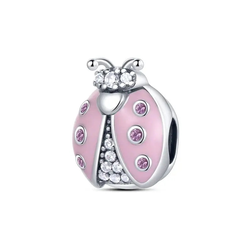 New Silver Pink Series Love-Heart Cute Beads Fit Charm Original Bracelets For Women