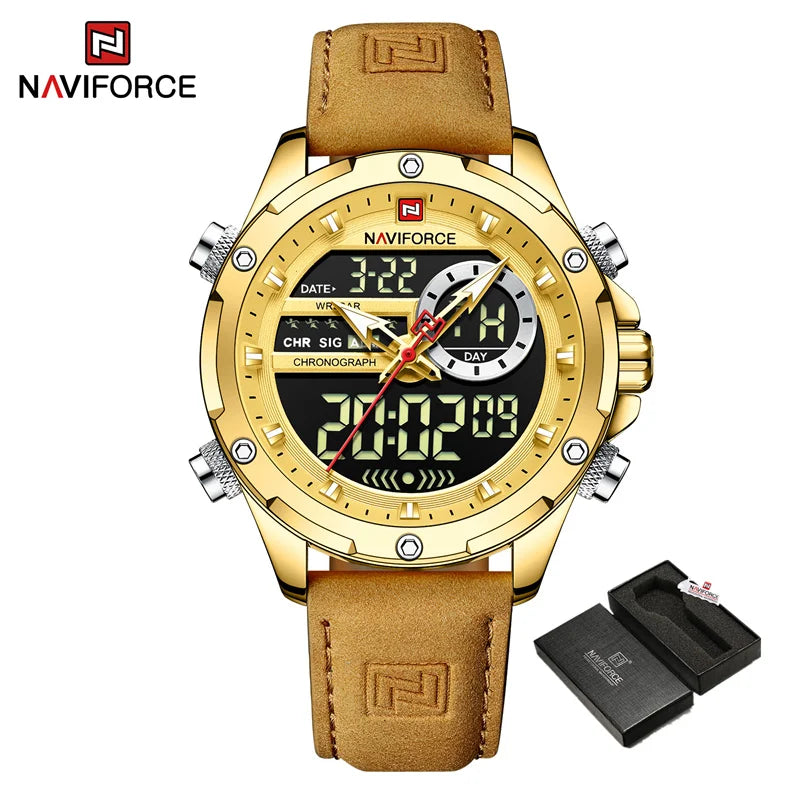 New Arrival Original Design Naviforce Watches Luxury Leather strap Casual Business Men's Clock Male Sport Waterproof Wristwatch