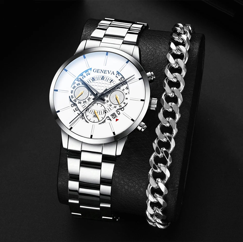 New Hot Watches Fashion Men Stainless Steel Watch Luxury Calendar Quartz Wristwatch Business Watches Man Clock Relogio Masculino