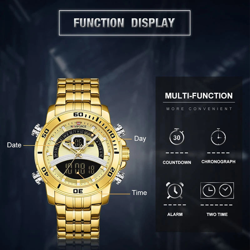 New Men Watch Luxury Mens Sports Quartz Watches Chronograph Men Watch Stainless Steel