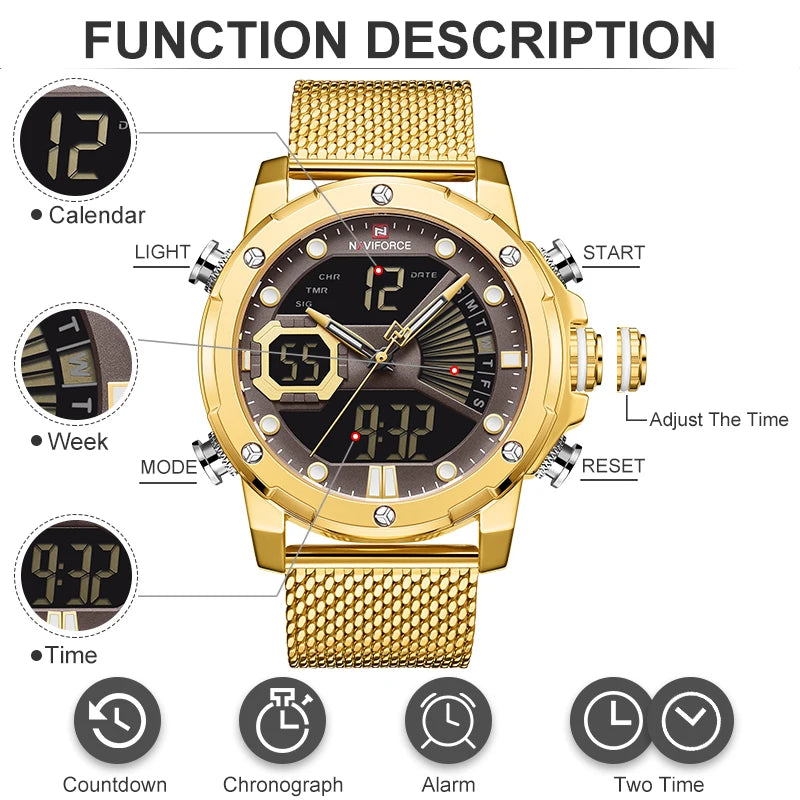 New Watches Quartz Men's Watch Waterproof Big Sport Wristwatches Stainless Steel Date