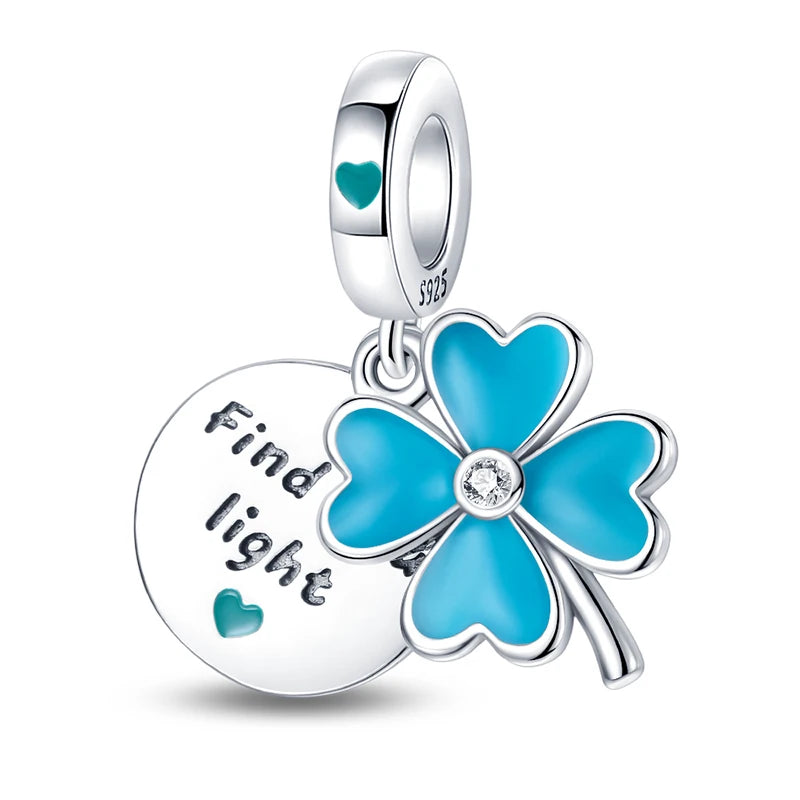 New Silver Four-leaf Clover Series Charm Beads Fits Charm Original Bracelets For Women DIY Jewelry Anniversary Gifts