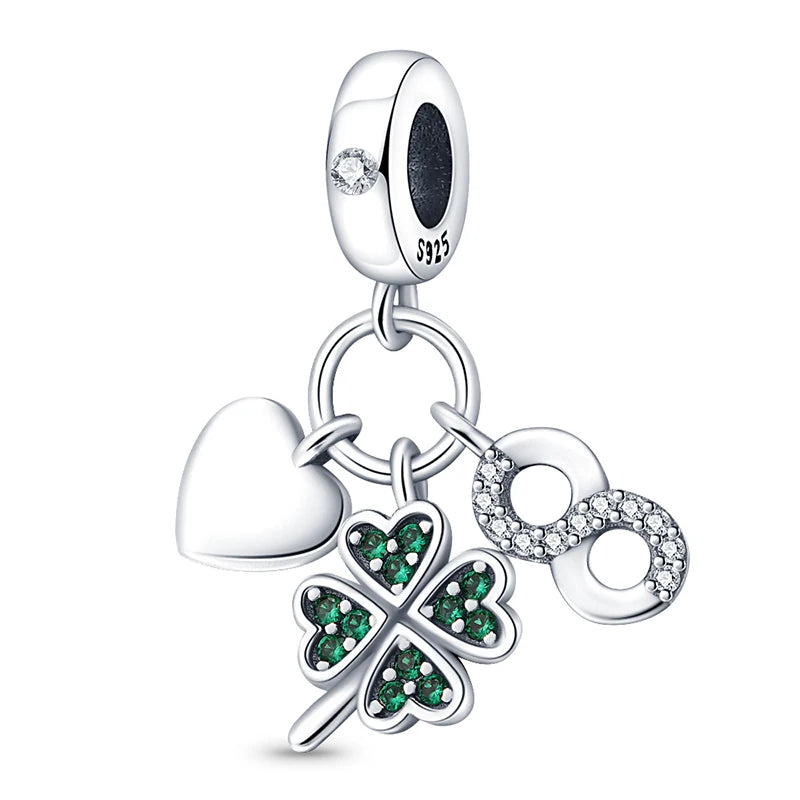 New Silver Four-leaf Clover Series Charm Beads Fits Charm Original Bracelets For Women DIY Jewelry Anniversary Gifts